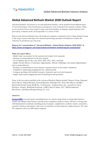 Global Advanced Biofuels Market Overview Analysis and Growth