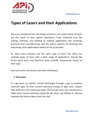 Types of Lasers and their Applications-converted