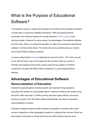 What is the Purpose of Educational Software