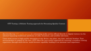 OTT Testing A Holistic Testing