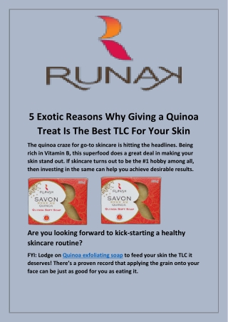 Quinoa Exfoliating Soap | Runak.ca