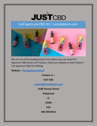 Full Spectrum CBD Oil | Justcbdstore.com