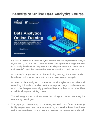 Benefits of Online Data Analytics Course
