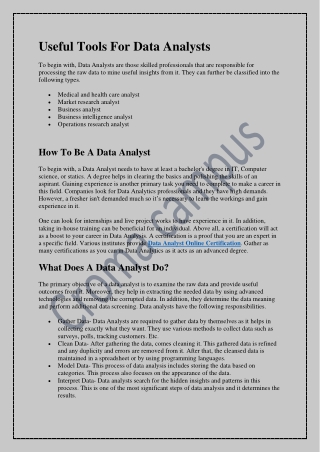 Useful Tools For Data Analysts
