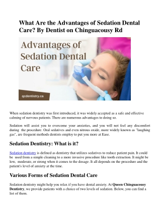 What Are the Advantages of Sedation Dental Care? By Dentist on Chinguacousy Rd