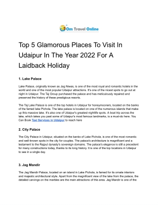 Top 5 Glamorous Places To Visit In Udaipur In The Year 2022 For A Laidback HolidayOM Travel Blog 1 - Google Docs