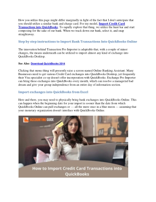 How to Import Credit Card Transactions into QuickBooks