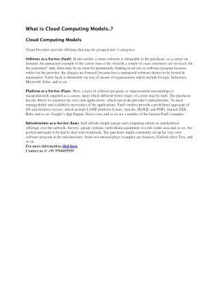 What is Cloud Computing Models