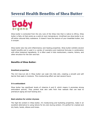 Several Health Benefits of Shea Butter