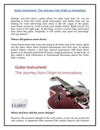 Guitar Instrument - The Journey from Origin to Innovations