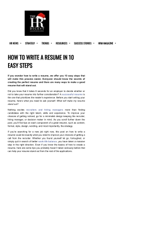 How to Write a Resume in 10 Easy Steps