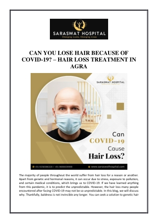 Can You Lose Hair because of Covid-19? – Hair Loss Treatment in Agra