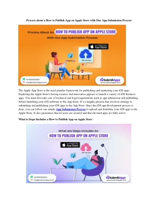 Process about an How to Publish App on Apple Store with Our App Submission Process