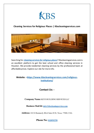 Cleaning Services for Religious Places | Kbscleaningservices.com