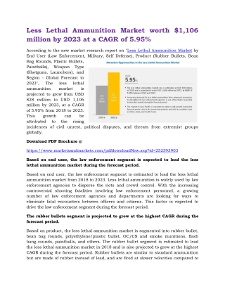 Less Lethal Ammunition Market worth $1,106 million by 2023 at a CAGR of 5.95%