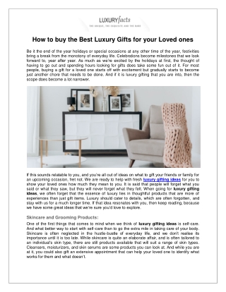 How to buy the Best Luxury Gifts for your Loved ones