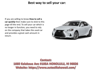 How To Sell A Car Quickly?