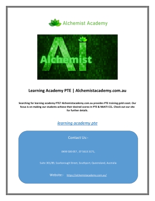 Learning Academy PTE | Alchemistacademy.com.au