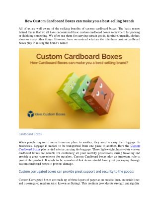 How Custom Cardboard Boxes can make you a best-selling brand