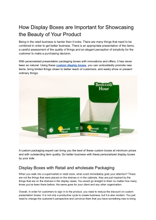 How Display Boxes are Important for Showcasing the Beauty of Your Product
