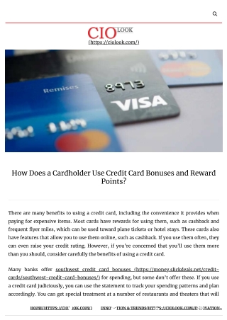 How Does a Cardholder Use Credit Card Bonuses & Reward Points?