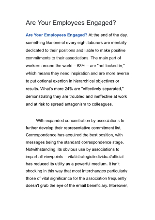 Are Your Employees Engaged