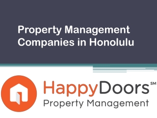 Property Management Companies in Honolulu - www.happydoorspropertymanagement.com