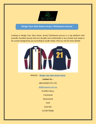 Design Your Own Senior Jersey | Brizleavers.com.au