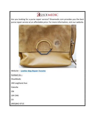 Leather Bag Repair Toronto  Shoemedic.com
