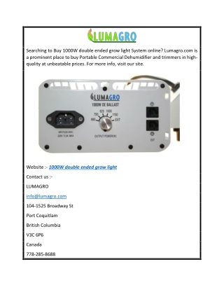 1000W double ended grow light  Lumagro.com