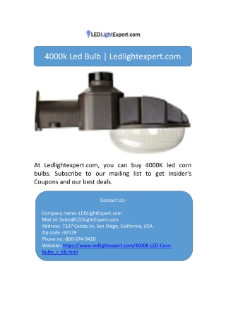 4000k Led Bulb | Ledlightexpert.com