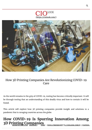 How 3D Printing Companies Are Revolutionizing COVID-19 Care