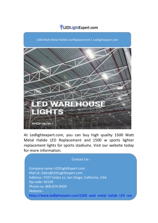 1500 Watt Metal Halide Led Replacement | Ledlightexpert.com