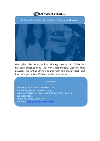 California Dmv Online Driving Course | Fastcourse4less.com