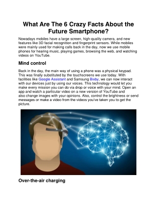 What Are The 6 Crazy Facts About the Future Smartphone