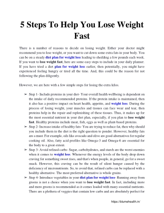 5 Steps To Help You Lose Weight Fast