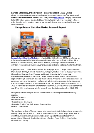 Europe Enteral Nutrition Market Research Report (2020-2030)