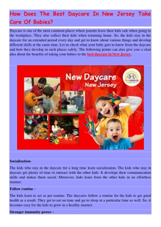 How Does The Best Daycare In New Jersey Take Care Of Babies