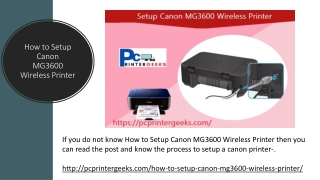 How to Setup Canon MG3600 Wireless Printer