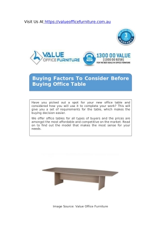Buying Factors To Consider Before Buying Office Table - Value Office Furniture