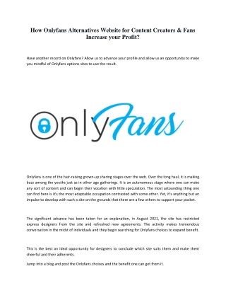 How Onlyfans Alternatives Website for Content Creators & Fans Increase your Prof