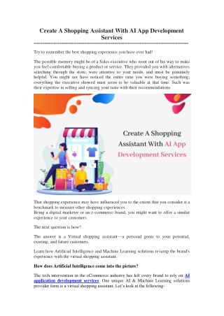 Create A Shopping Assistant With AI App Development Services
