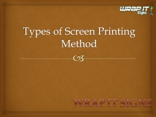 Types of Screen Printing Method
