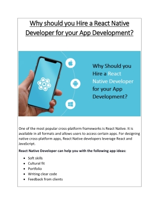 Why should you hire a React Native developer for your app development