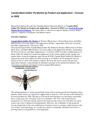 Canada Black Soldier Fly Market by Product and Application - Forecast to 2028-converted