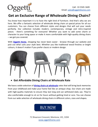 Get an Exclusive Range of Wholesale Dining Chairs?