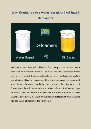 Use Water-based And Oil-based Defoamers