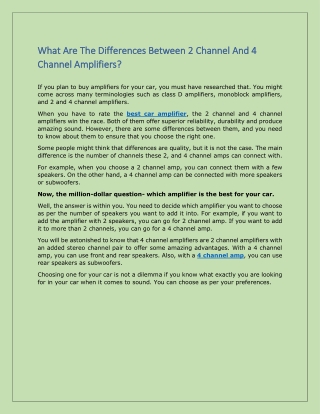 What Are The Differences Between 2 Channel And 4 Channel Amplifiers