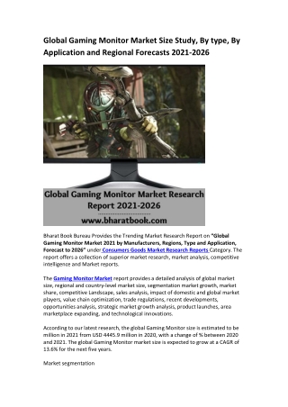 Global Gaming Monitor Market Research Report 2021-2026