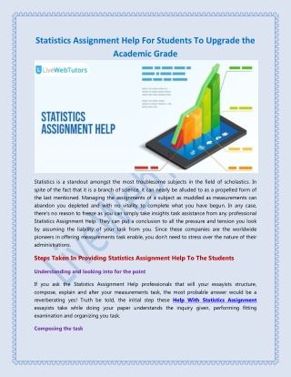 Statistics Assignment Help For Students To Upgrade the Academic Grade